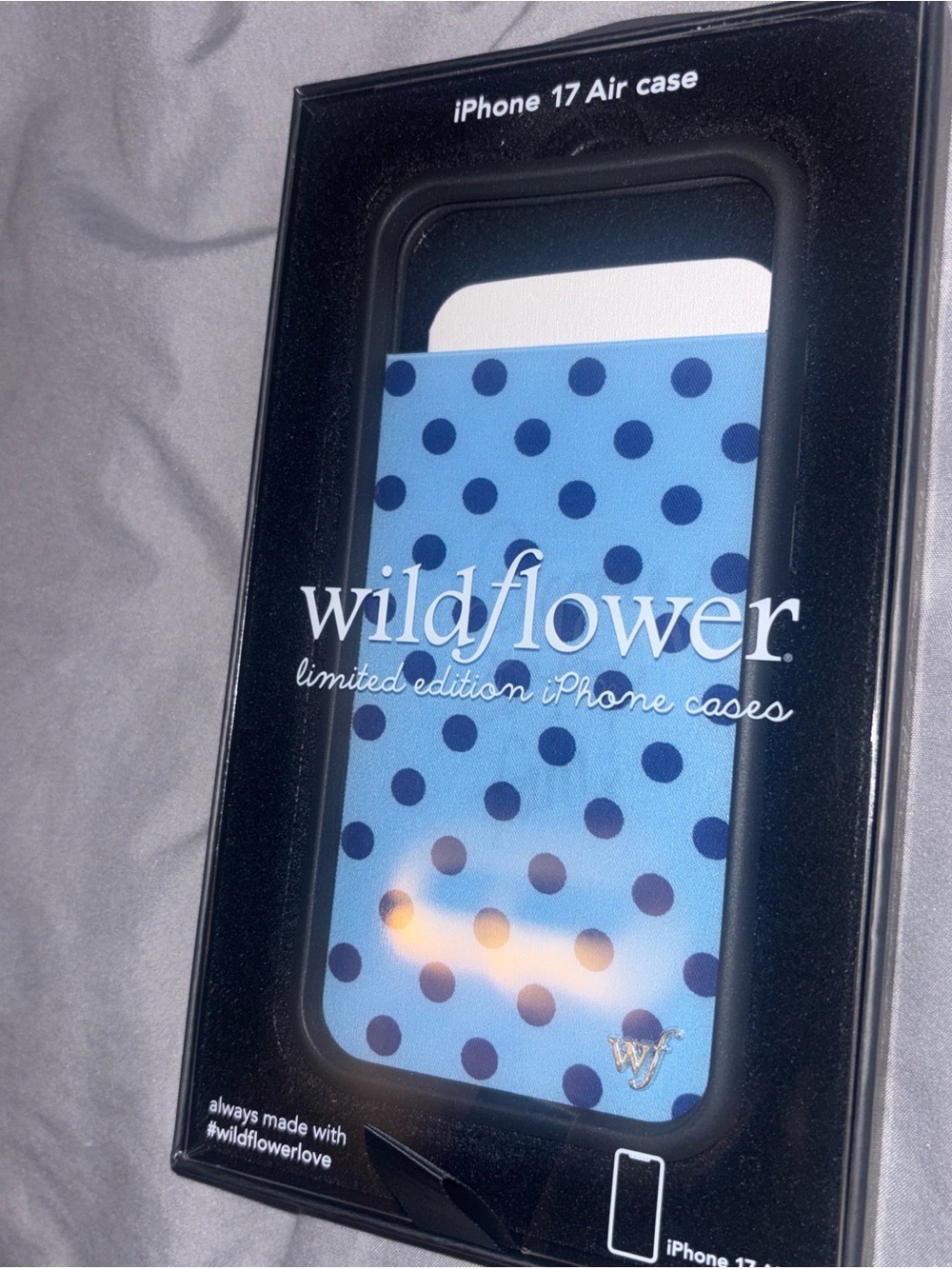 Wildflowers Blue iPhone Case with Navy Polka Dots